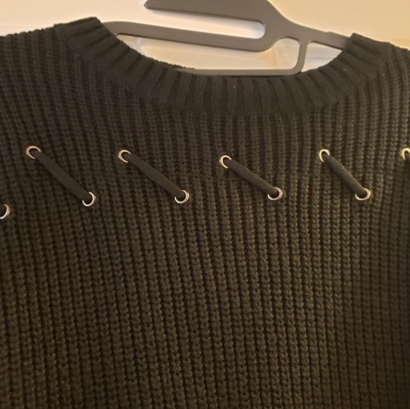 Black goth sweater with grommets - Picture 2 of 4